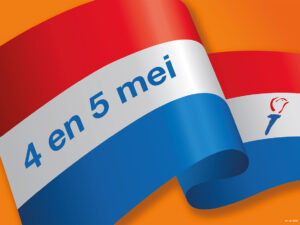 Placemat met Nederlandse vlag met daarop de tekst 4 en 5 mei