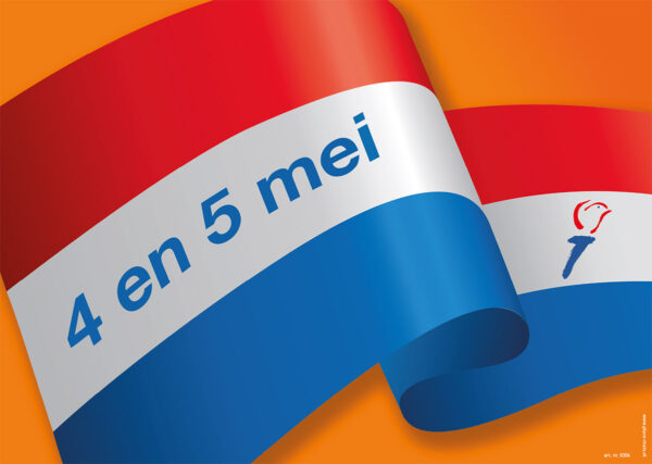 Placemat met Nederlandse vlag met daarop de tekst 4 en 5 mei