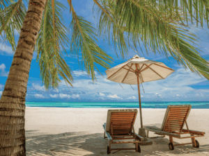 Placemat 'Strand met palmbomen'