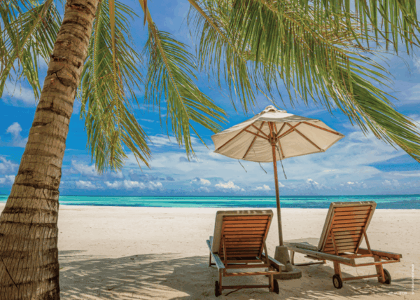 Placemat 'Strand met palmbomen'